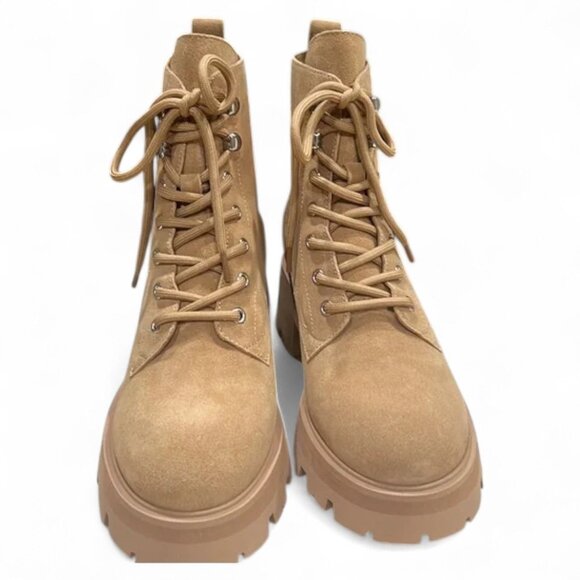 Marc Fisher Ltd Womens Beige Lug Sole Comfort Lucien Round Toe Block Heel Lace-u - Picture 4 of 6